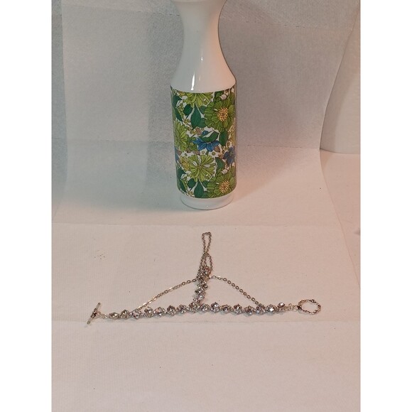Beautiful  Handmade By Me Clear Fancy Rhinestone Slave bracelet or hand flower - Picture 1 of 8